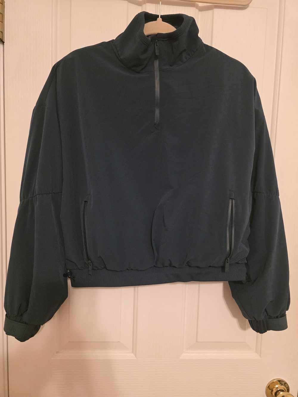 Alo Yoga Elevation Cropped Jacket Half-Zip Midnight Green - Size Small